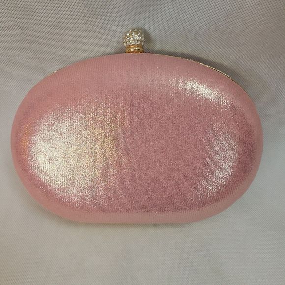 RAMLA Pink Rhinestone Luxury Prom Wedding Gala Handle & Chain Clutch Purse--New - Picture 5 of 8